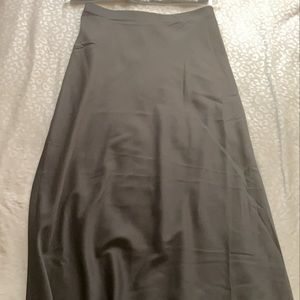Black Satin MIDI Skirt.